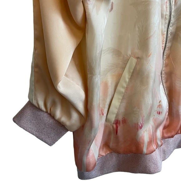 Zara W/B Collection satinn women's watercolor bomber jacket. - Picture 6 of 9